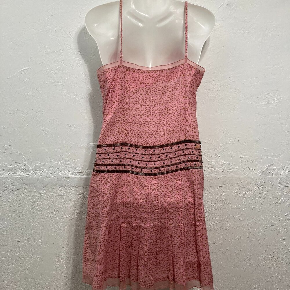 American Eagle Y2K Mini Sweetheart Dress Spaghetti Straps Beaded Pink Size 6 - Picture 2 of 14